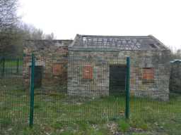 Oblique view of front of Black Boy Stables & Outbuildings, Shildon April 2016